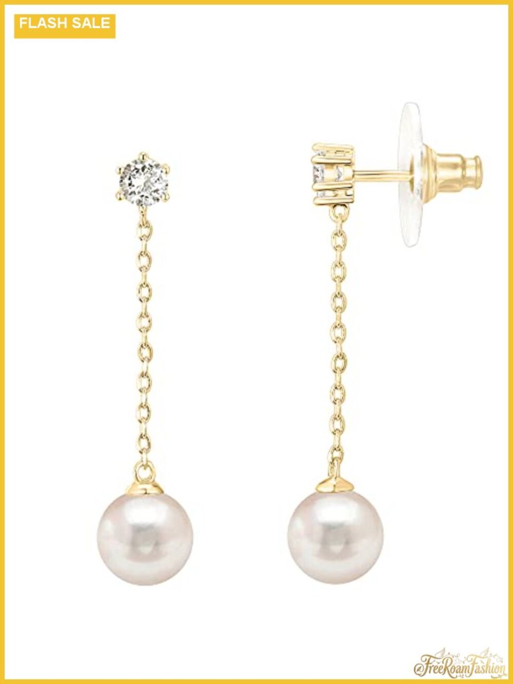 14K Gold Plated Pearl Drop Dangle Earrings for Women Bridal